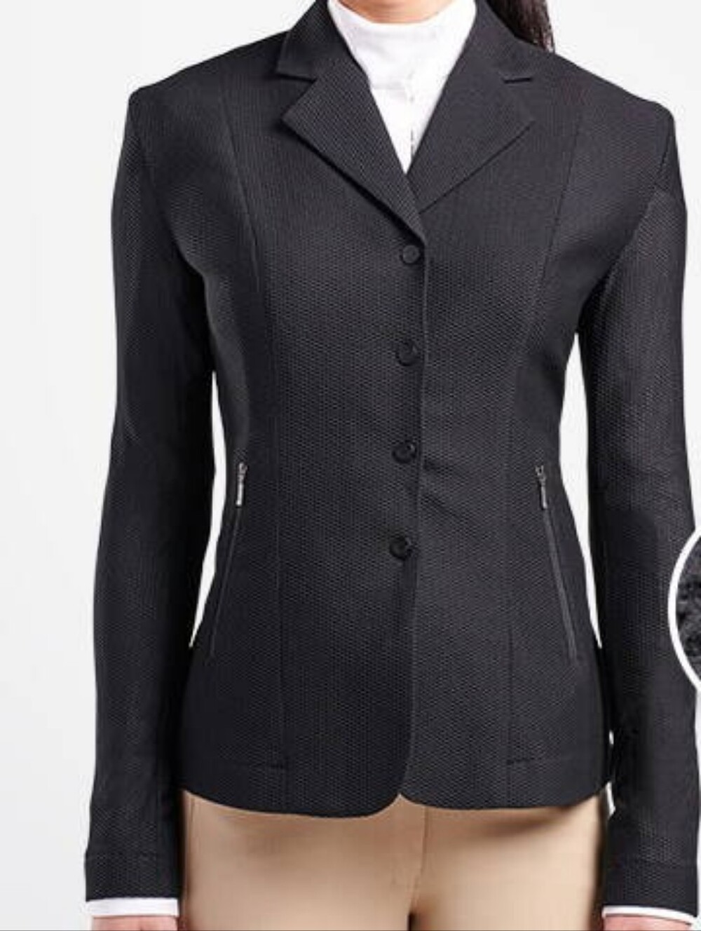 Piper Black Tailored Stretch Women's Riding Show Jacket with Zip Pockets